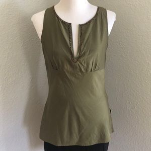 Olive green tank with bead detailing